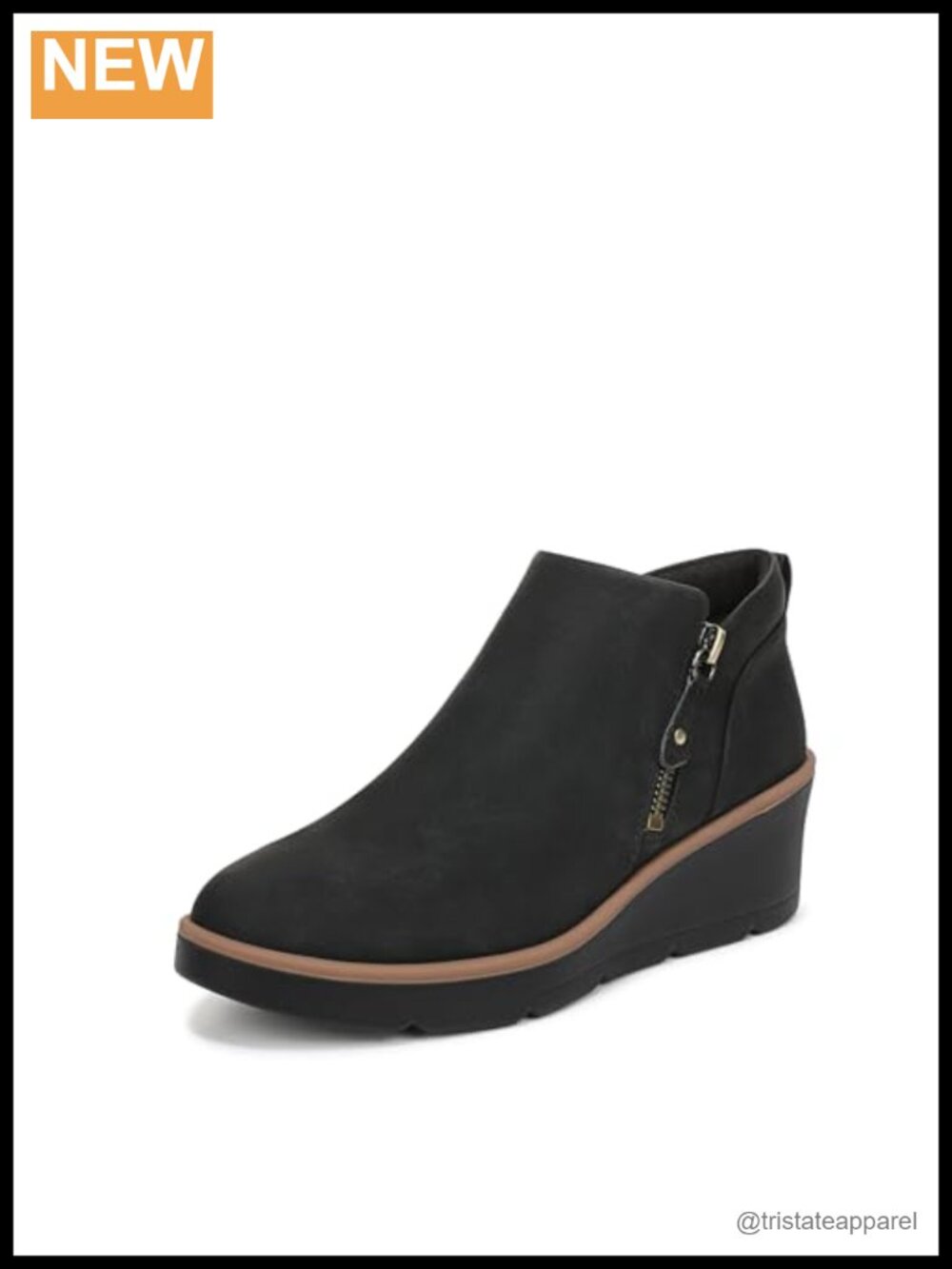 Dr Scholl's Lizzie Cloud Zip Ankle Boots Faux Leather Wedge Heel Lightweight